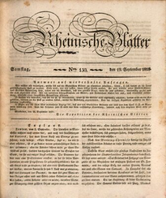 Rheinische Blätter Samstag 19. September 1818