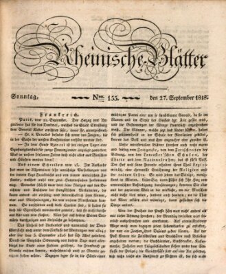 Rheinische Blätter Sonntag 27. September 1818