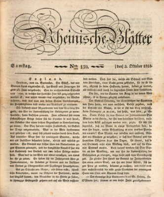 Rheinische Blätter Samstag 3. Oktober 1818