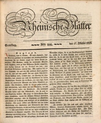 Rheinische Blätter Samstag 17. Oktober 1818