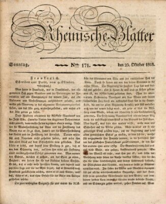 Rheinische Blätter Sonntag 25. Oktober 1818