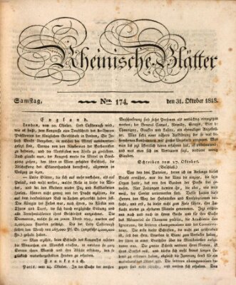 Rheinische Blätter Samstag 31. Oktober 1818