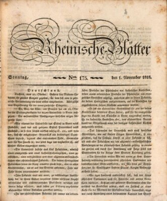 Rheinische Blätter Sonntag 1. November 1818