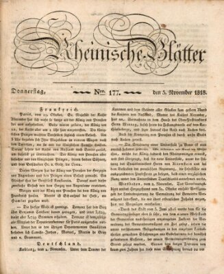 Rheinische Blätter Donnerstag 5. November 1818