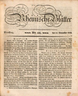 Rheinische Blätter Dienstag 10. November 1818