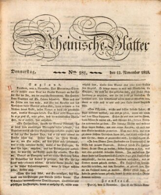 Rheinische Blätter Donnerstag 12. November 1818