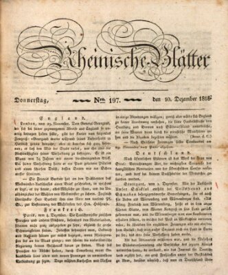 Rheinische Blätter Donnerstag 10. Dezember 1818