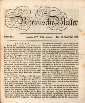 Rheinische Blätter Dienstag 15. Dezember 1818