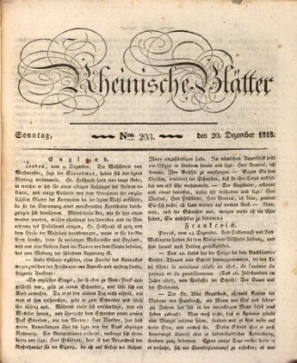 Rheinische Blätter Sonntag 20. Dezember 1818