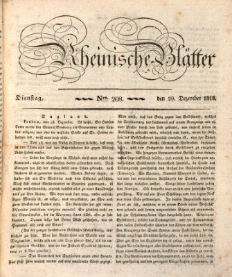 Rheinische Blätter Dienstag 29. Dezember 1818