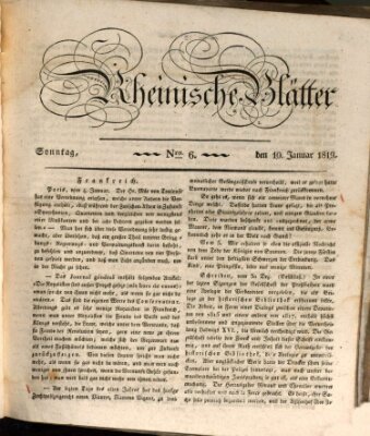 Rheinische Blätter Sonntag 10. Januar 1819