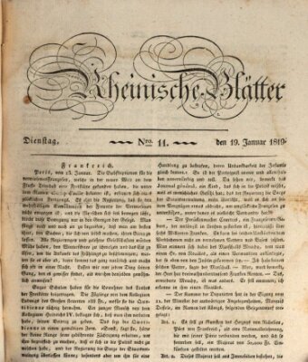 Rheinische Blätter Dienstag 19. Januar 1819