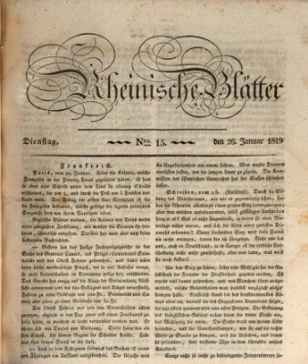 Rheinische Blätter Dienstag 26. Januar 1819