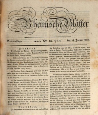 Rheinische Blätter Donnerstag 28. Januar 1819