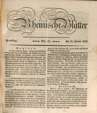 Rheinische Blätter Samstag 30. Januar 1819