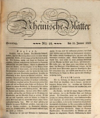 Rheinische Blätter Sonntag 31. Januar 1819