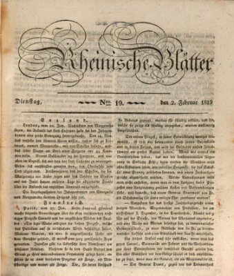 Rheinische Blätter Dienstag 2. Februar 1819