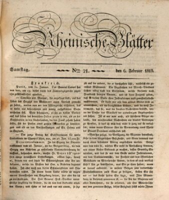 Rheinische Blätter Samstag 6. Februar 1819