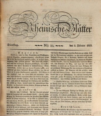 Rheinische Blätter Dienstag 9. Februar 1819