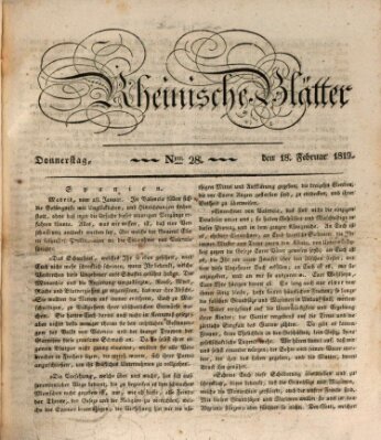 Rheinische Blätter Donnerstag 18. Februar 1819