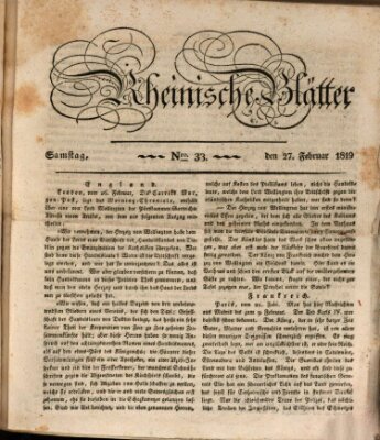 Rheinische Blätter Samstag 27. Februar 1819