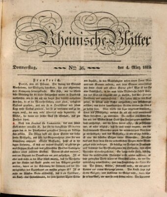 Rheinische Blätter Donnerstag 4. März 1819