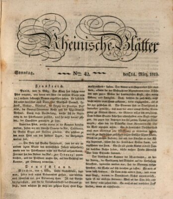 Rheinische Blätter Sonntag 14. März 1819