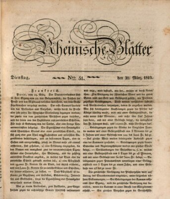 Rheinische Blätter Dienstag 30. März 1819