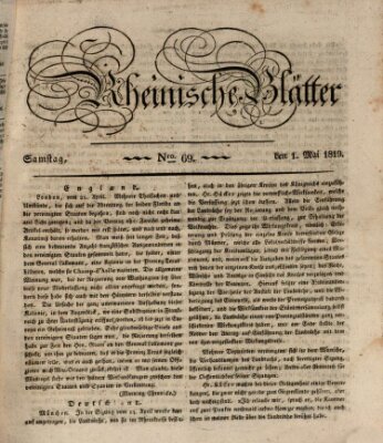 Rheinische Blätter Samstag 1. Mai 1819