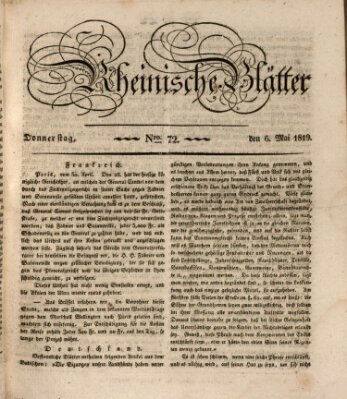 Rheinische Blätter Donnerstag 6. Mai 1819