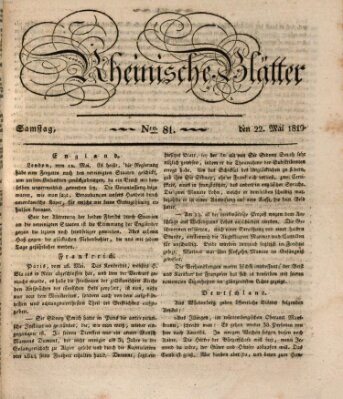 Rheinische Blätter Samstag 22. Mai 1819