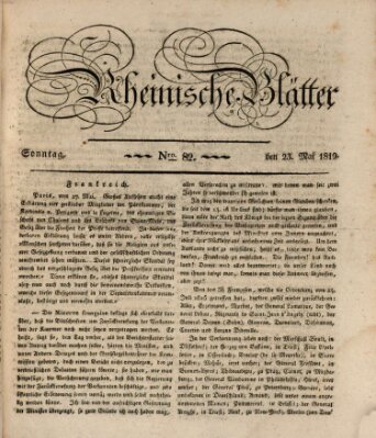 Rheinische Blätter Sonntag 23. Mai 1819