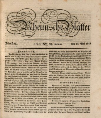 Rheinische Blätter Dienstag 25. Mai 1819