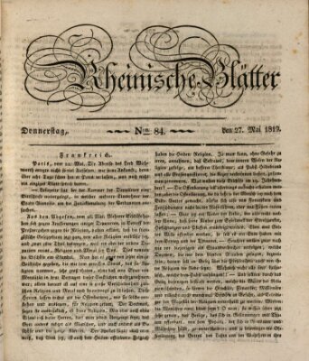 Rheinische Blätter Donnerstag 27. Mai 1819