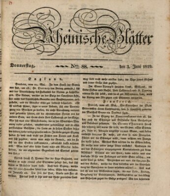 Rheinische Blätter Donnerstag 3. Juni 1819