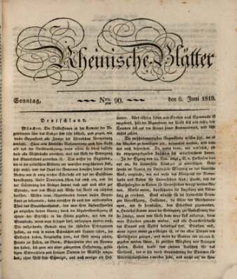 Rheinische Blätter Sonntag 6. Juni 1819