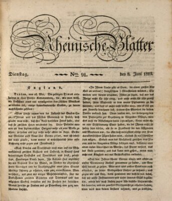Rheinische Blätter Dienstag 8. Juni 1819