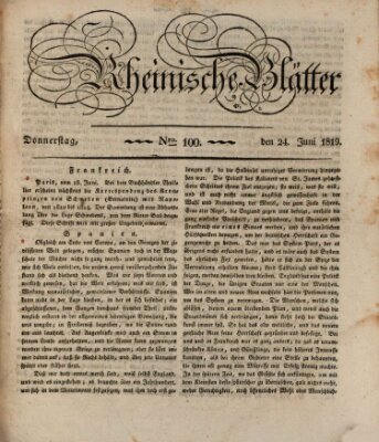 Rheinische Blätter Donnerstag 24. Juni 1819