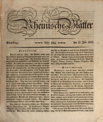 Rheinische Blätter Samstag 3. Juli 1819