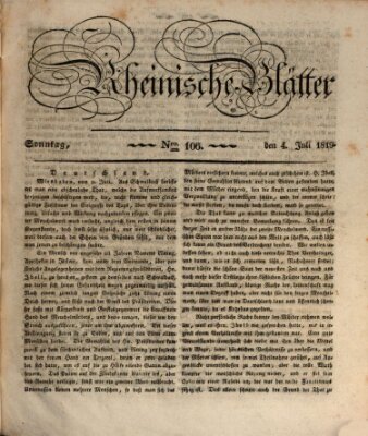 Rheinische Blätter Sonntag 4. Juli 1819