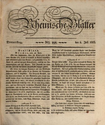 Rheinische Blätter Donnerstag 8. Juli 1819