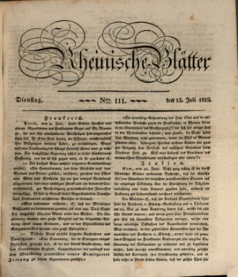 Rheinische Blätter Dienstag 13. Juli 1819