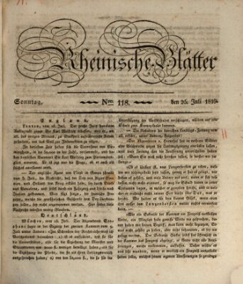 Rheinische Blätter Montag 26. Juli 1819