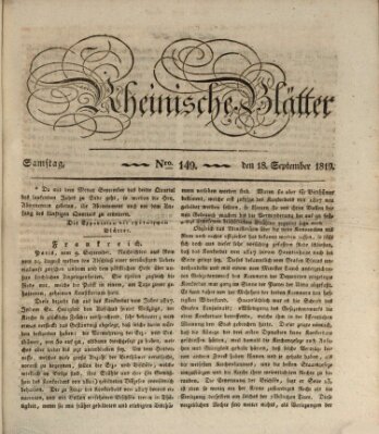 Rheinische Blätter Samstag 18. September 1819