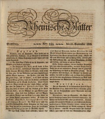 Rheinische Blätter Samstag 25. September 1819