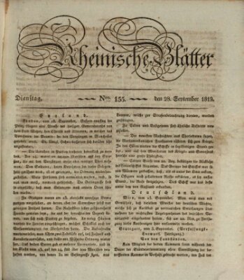 Rheinische Blätter Dienstag 28. September 1819