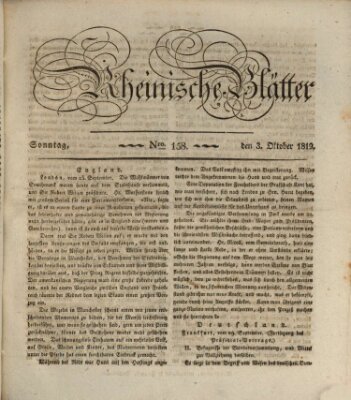 Rheinische Blätter Sonntag 3. Oktober 1819