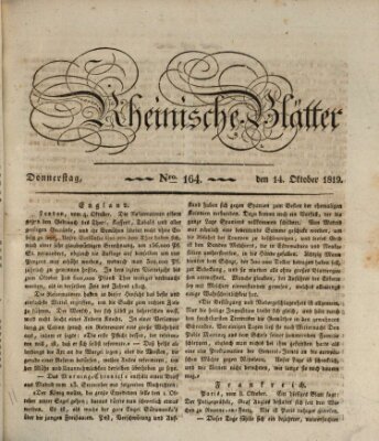 Rheinische Blätter Donnerstag 14. Oktober 1819