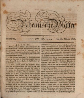 Rheinische Blätter Samstag 16. Oktober 1819