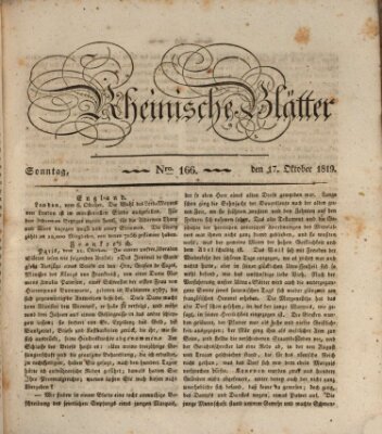 Rheinische Blätter Sonntag 17. Oktober 1819